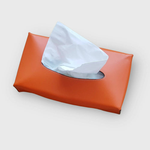 Boîte à mouchoirs cuir Orange | EMPREINTES Paris - EMPREINTES Paris