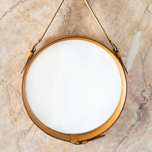 Miroir Alek cuir marron clair | EMPREINTES Paris - EMPREINTES Paris