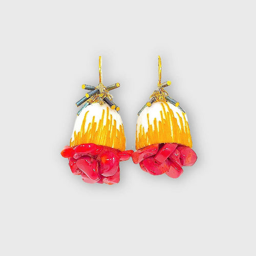 Boucles d'oreilles Cocoon rouge x moutarde | EMPREINTES Paris - EMPREINTES Paris