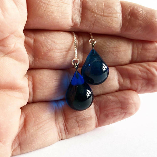 Boucles d'oreilles perles de pluie bleu encre | EMPREINTES Paris - EMPREINTES Paris
