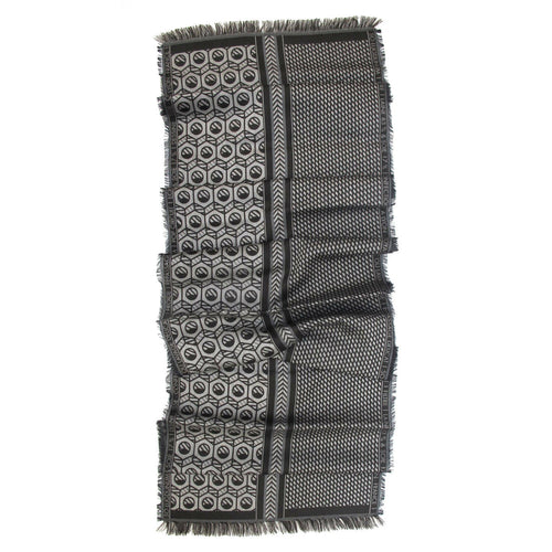 Écharpe midi laine soie chocolat pavé écrous grilles | EMPREINTES Paris - EMPREINTES Paris