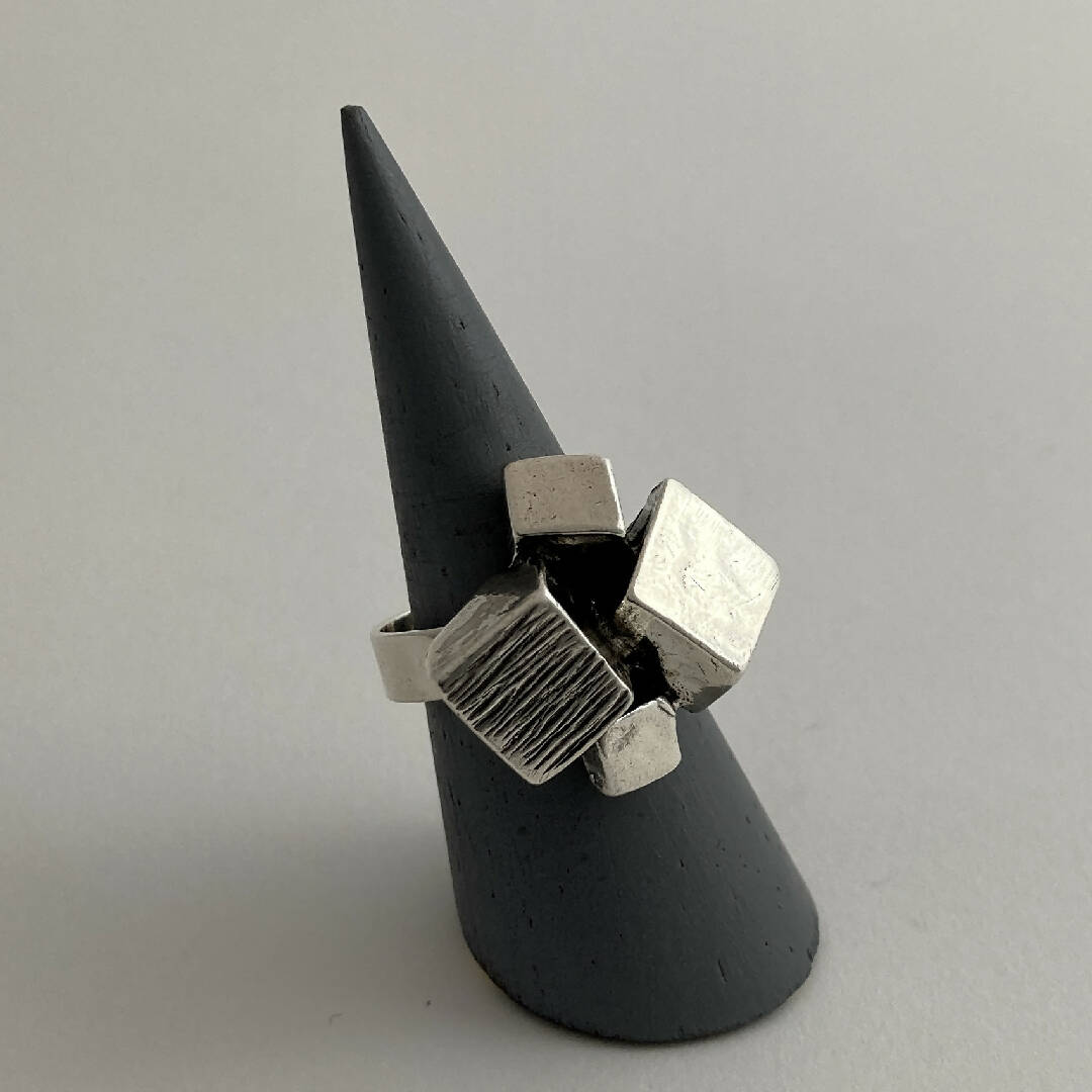 Bague réglable en étain argentée 5 | EMPREINTES Paris