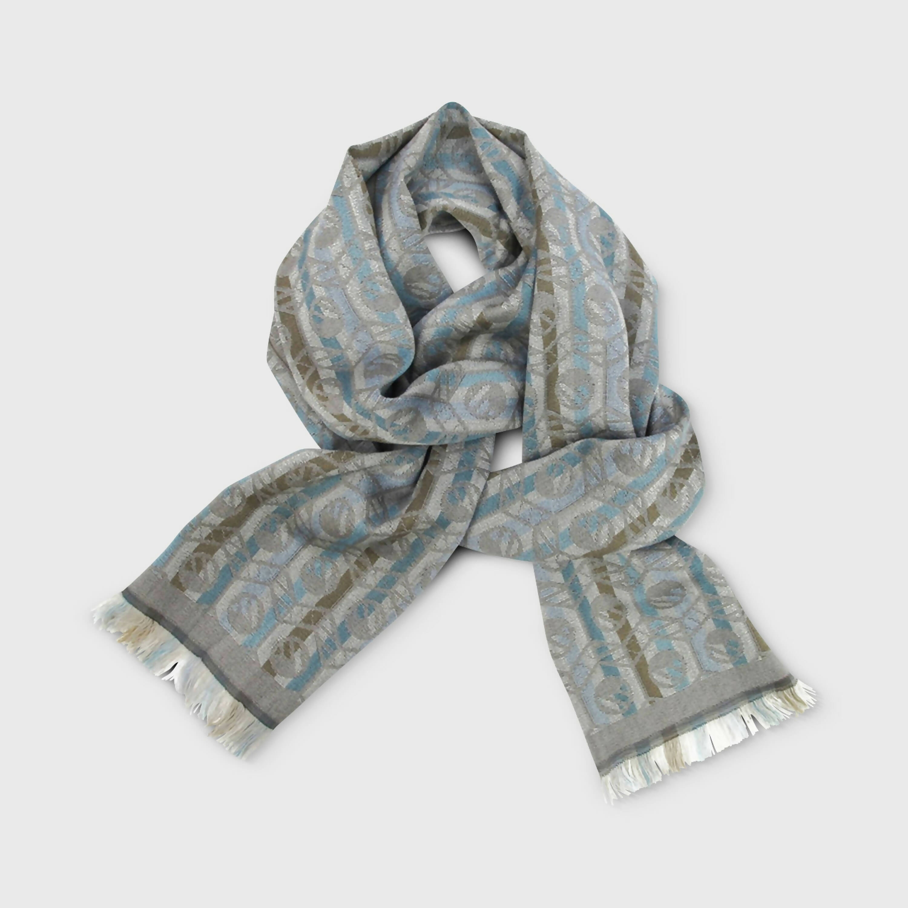 Écharpe Étroite Laine Soie Multico Gris Ecrous | EMPREINTES Paris