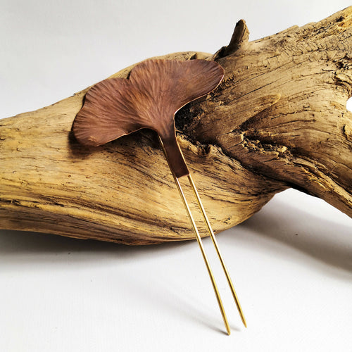 Pince à chignon Ginkgo Biloba en cuivre | EMPREINTES Paris - EMPREINTES Paris