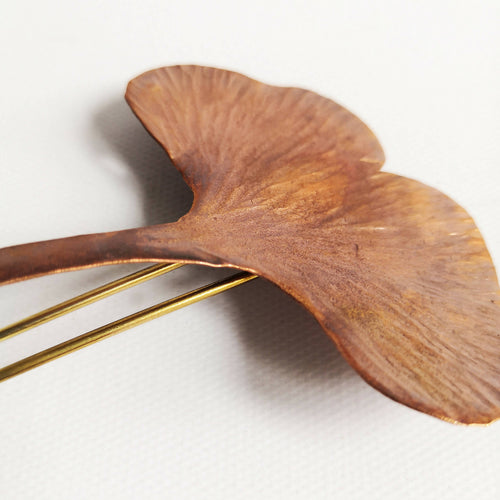 Pince à chignon Ginkgo Biloba en cuivre | EMPREINTES Paris - EMPREINTES Paris