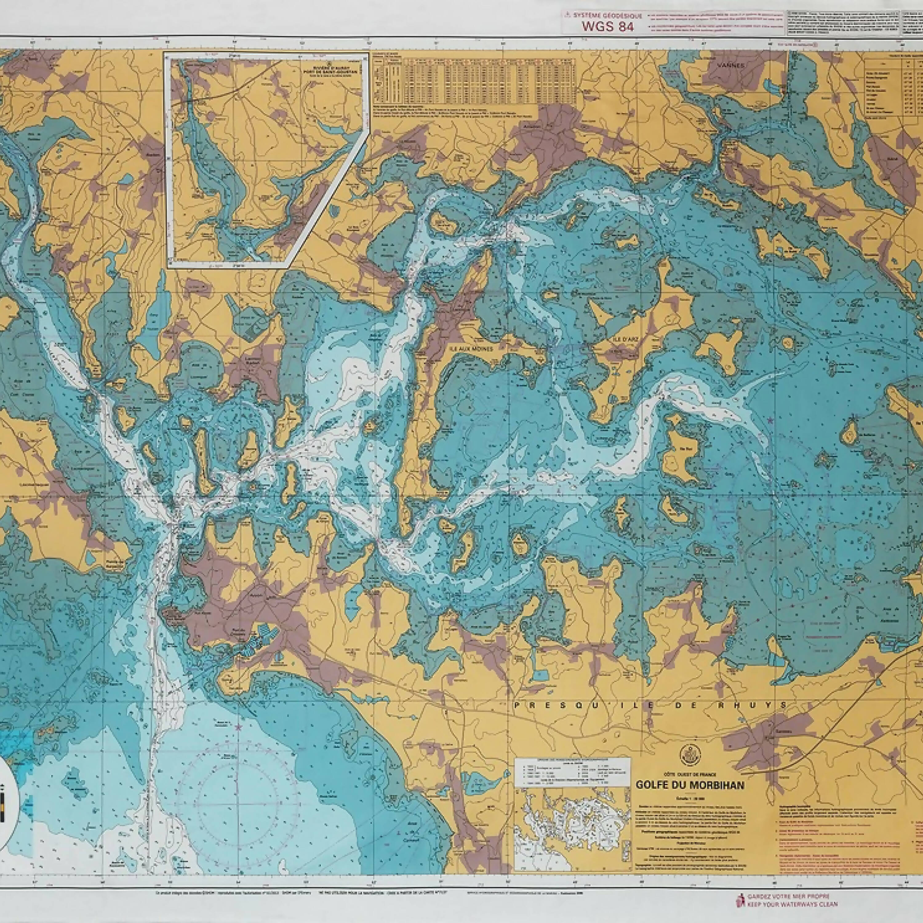 Nappe carte marine Golfe du Morbihan Grand modèle | EMPREINTES Paris | EMPREINTES Paris