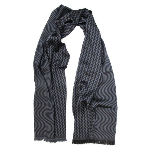 Écharpe midi laine soie sismique zigzig gris chocolat | EMPREINTES Paris - EMPREINTES Paris