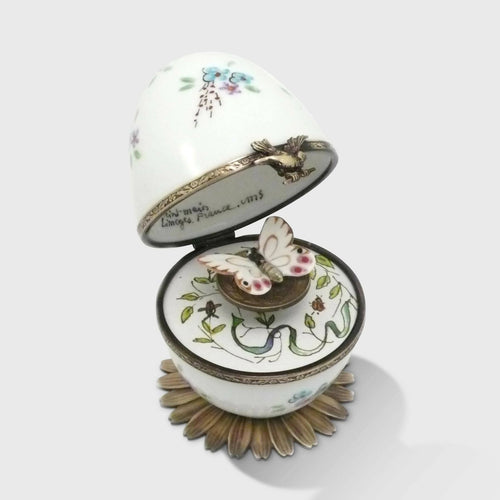 Oeuf musical floral blanc papillon blanc | EMPREINTES Paris - EMPREINTES Paris