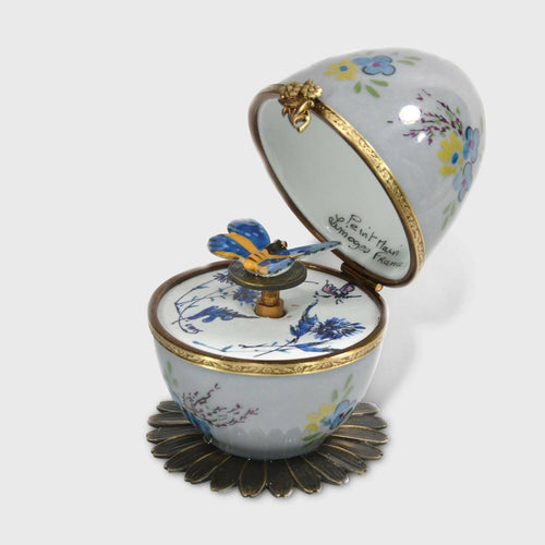 Boite oeuf grise musicale clé papillon bleu | EMPREINTES Paris - EMPREINTES Paris