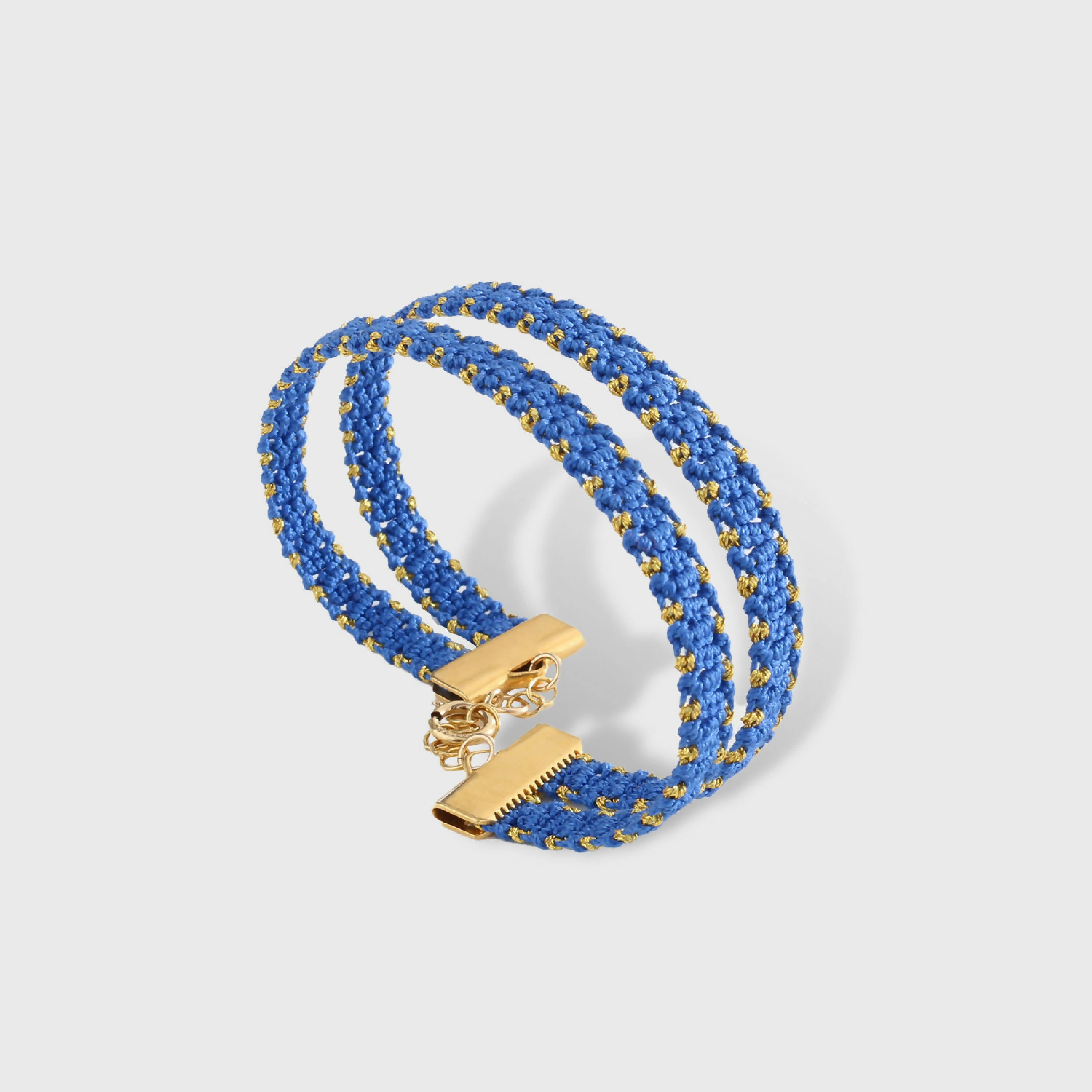 Bracelet dentelle Karra double bandeau bleu | EMPREINTES Paris | EMPREINTES Paris