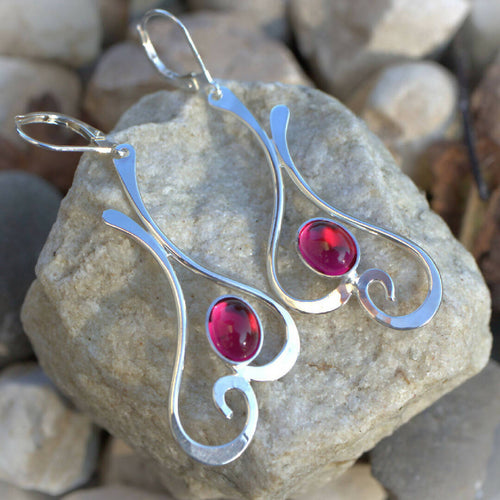 Boucles d'oreille en argent EDULCIA avec tourmaline rose | EMPREINTES Paris - EMPREINTES Paris