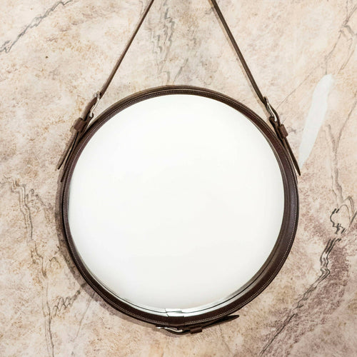 Miroir Alek cuir marron foncé | EMPREINTES Paris - EMPREINTES Paris