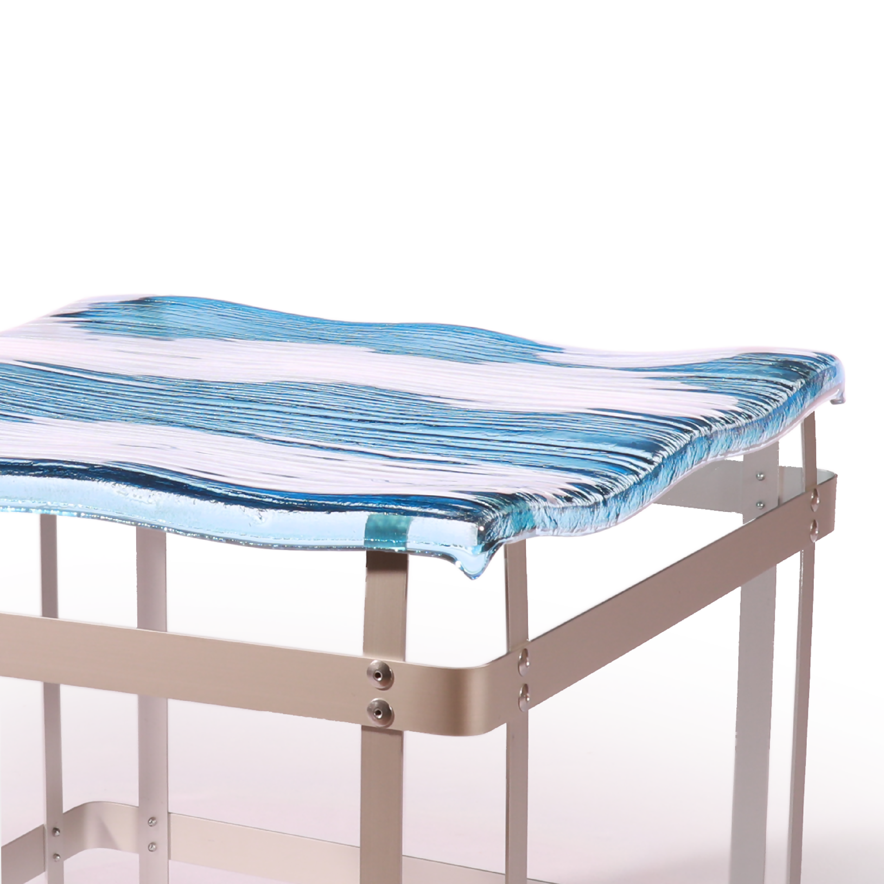 Table basse en verre bleu MER CALME | EMPREINTES Paris
