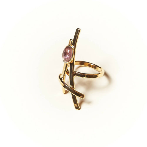 Bague LA BELLE PARISIENNE plaqué or avec une améthyste. | EMPREINTES Paris - EMPREINTES Paris