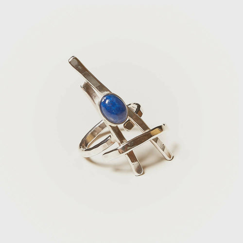 Bague LA BELLE PARISIENNE en argent avec un Lapis lazuli. | EMPREINTES Paris - EMPREINTES Paris