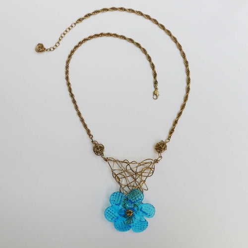 Collier pendentif fleur Bleu TREILLE | EMPREINTES Paris - EMPREINTES Paris