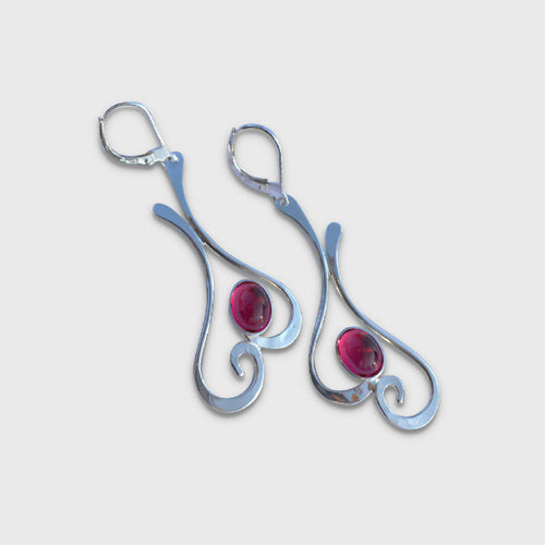 Boucles d'oreille en argent EDULCIA avec tourmaline rose | EMPREINTES Paris - EMPREINTES Paris