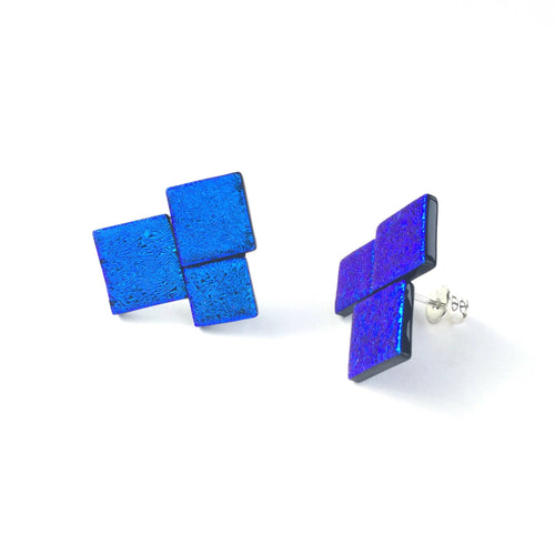 Boucles d'oreilles DISCO carrés bleu roi | EMPREINTES Paris - EMPREINTES Paris