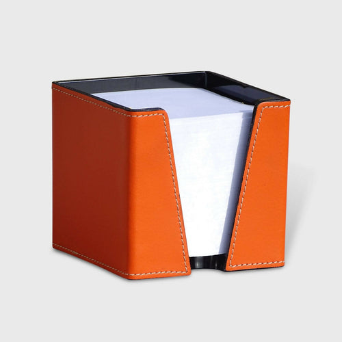 Bloc cube papier Savines cuir Tangerine | EMPREINTES Paris - EMPREINTES Paris