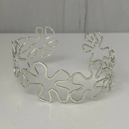 Manchette en argent massif - Design Fleurs stylisées - Collection Floralies | EMPREINTES Paris - EMPREINTES Paris