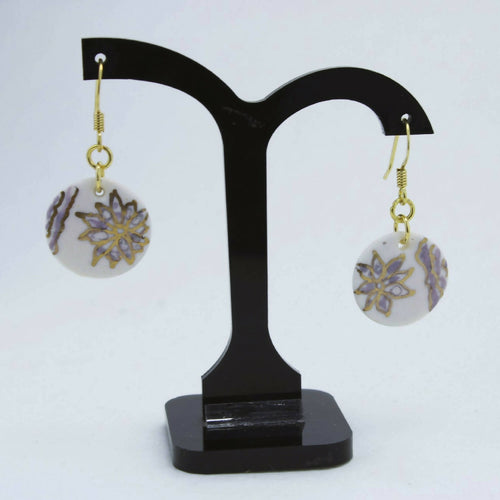 Boucles d'oreilles rondes en porcelaine motif floral | EMPREINTES Paris - EMPREINTES Paris