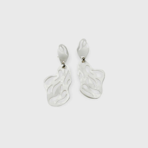 Boucles d'oreille pendantes Ecume L - Blanc | EMPREINTES Paris - EMPREINTES Paris