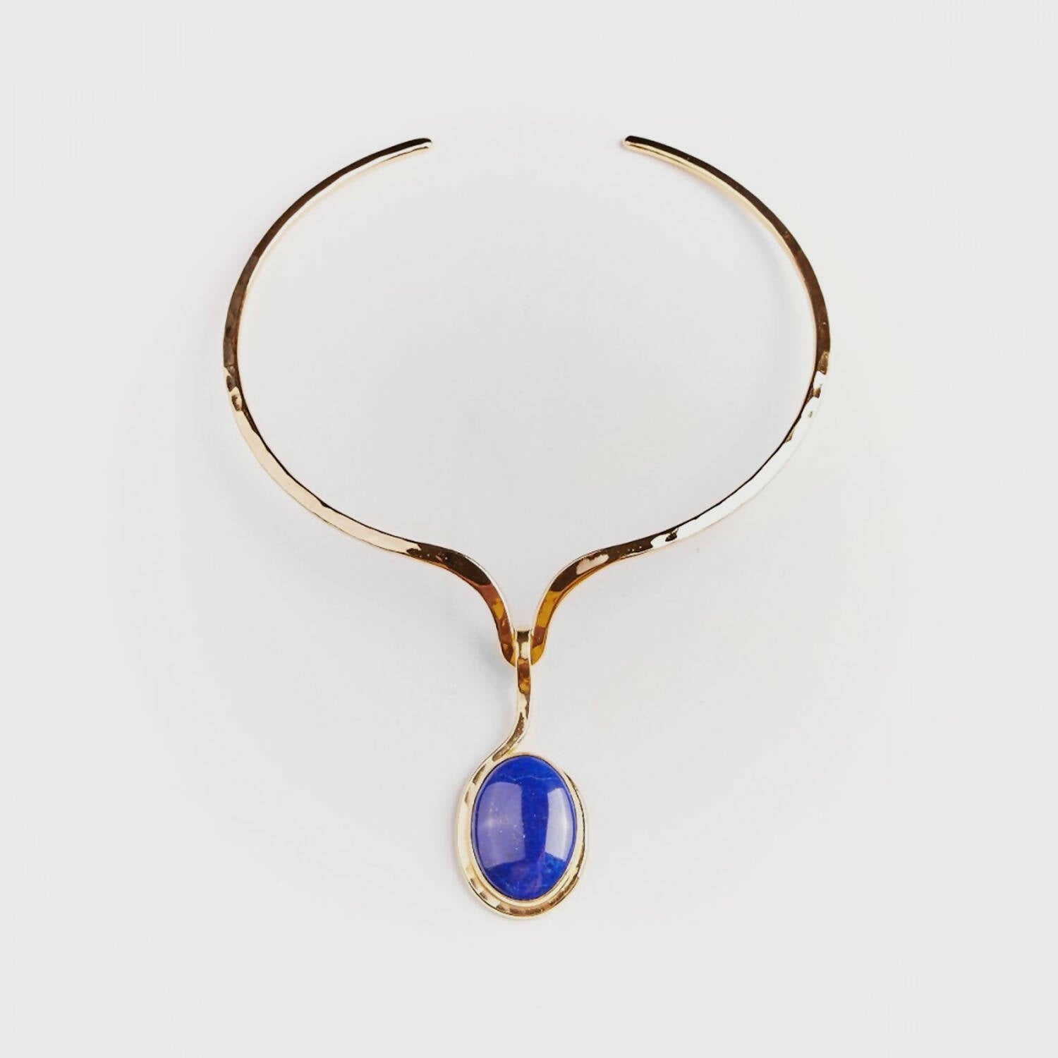 Collier DOUCE CARESSE plaqué or avec lapis lazuli. | EMPREINTES Paris