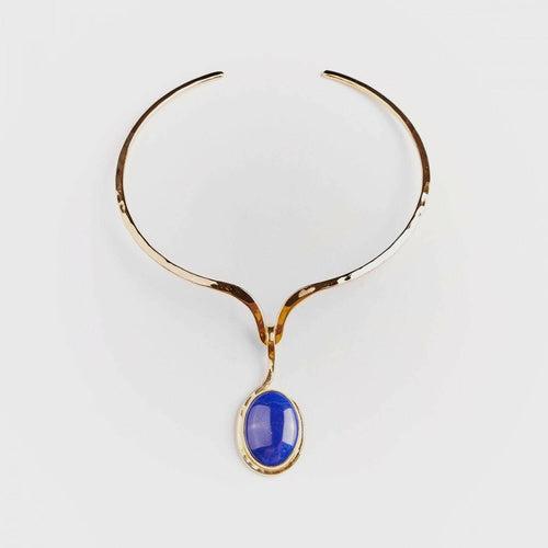 Collier DOUCE CARESSE plaqué or avec lapis lazuli. | EMPREINTES Paris - EMPREINTES Paris