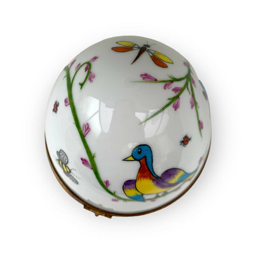 Oeuf musical blanc decor papillon orange | EMPREINTES Paris - EMPREINTES Paris