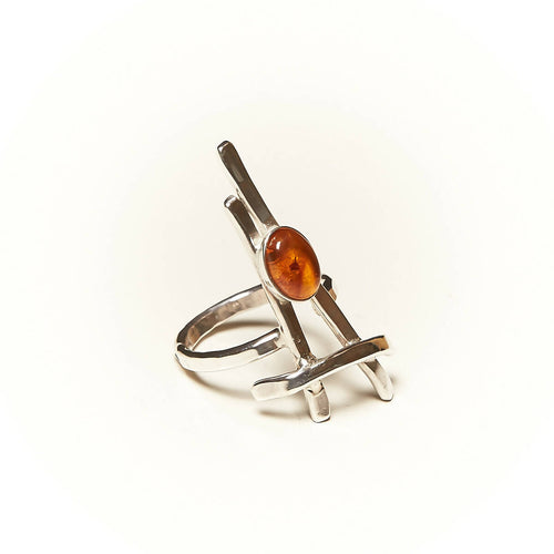 Bague LA BELLE PARISIENNE en argent avec une ambre. | EMPREINTES Paris - EMPREINTES Paris