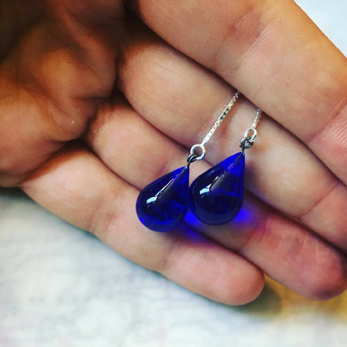 Boucles d'oreilles perles de pluie bleu marine | EMPREINTES Paris - EMPREINTES Paris