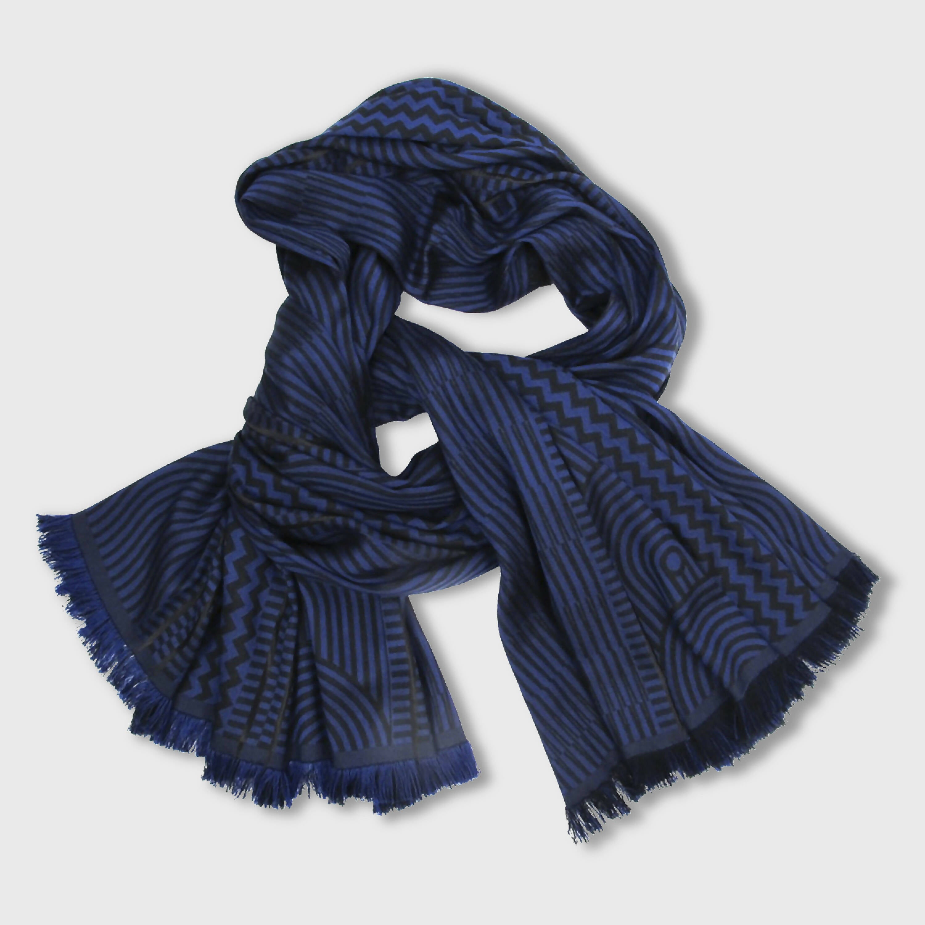 Écharpe maxi Laine Soie Encre Noir CINÉTIQUE | EMPREINTES Paris