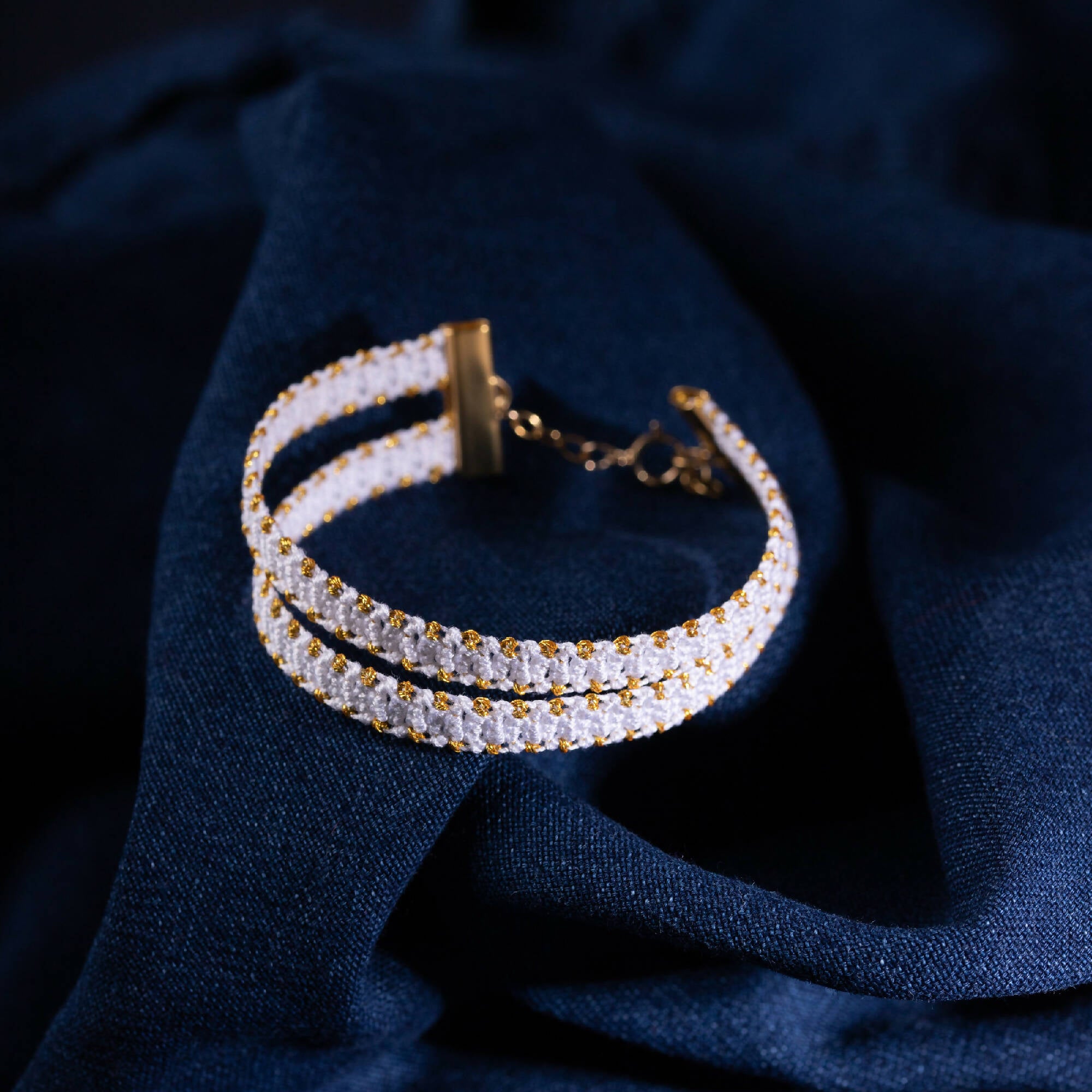 Bracelet dentelle Karra double bandeau blanc | EMPREINTES Paris | EMPREINTES Paris
