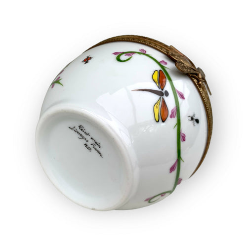 Oeuf musical blanc decor papillon orange | EMPREINTES Paris - EMPREINTES Paris