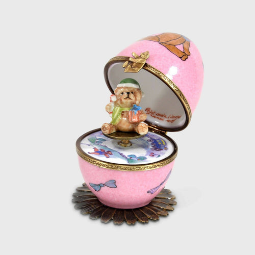 Œuf musical rose ourson brun et ourson jouets | EMPREINTES Paris - EMPREINTES Paris
