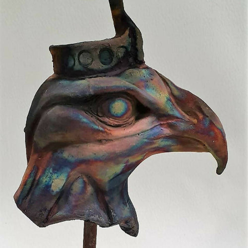 Sculpture Horus dieu Egyptien en raku cuivre mat | EMPREINTES Paris - EMPREINTES Paris