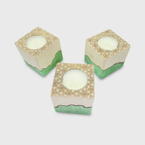 Ensemble de bougoirs en érable - vert | EMPREINTES Paris - EMPREINTES Paris