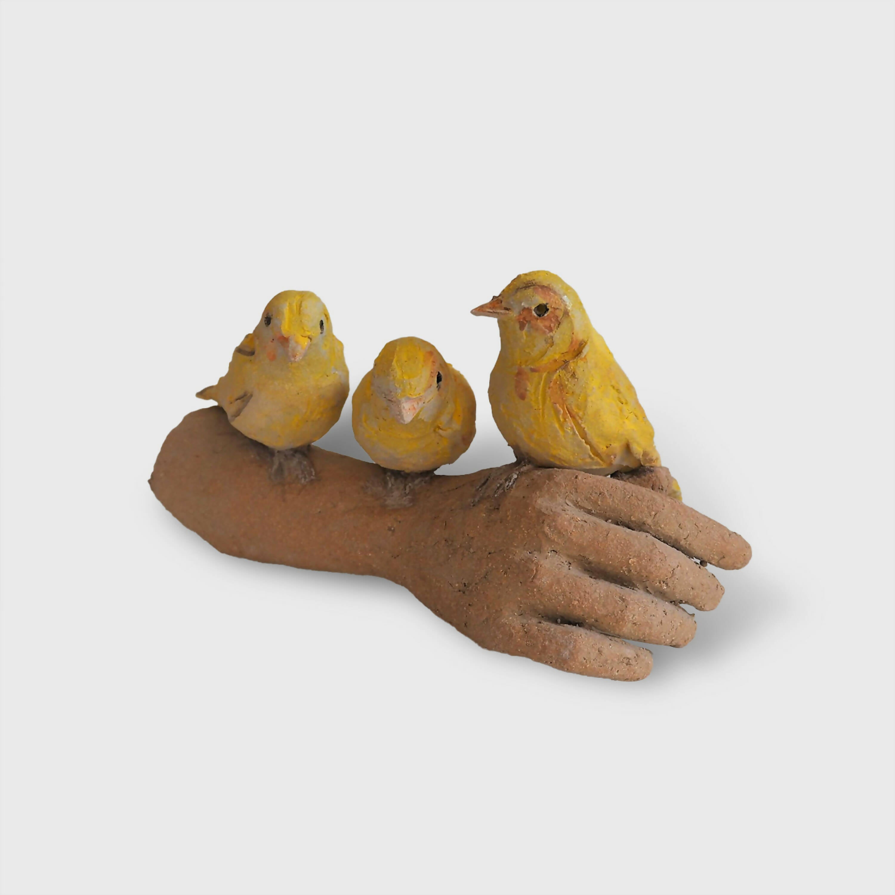 Sculpture 3 serins posés sur le bras | EMPREINTES Paris
