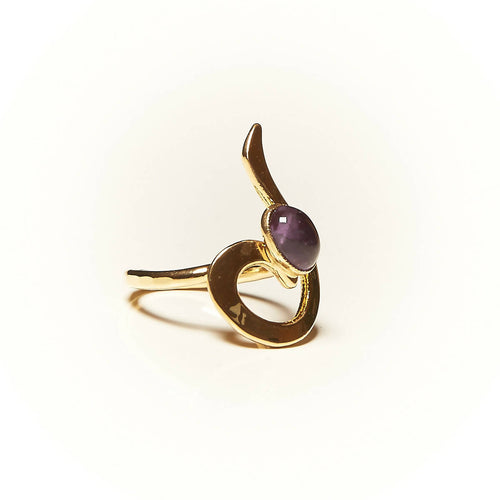 Bague LIZAE plaqué or avec une améthyste. | EMPREINTES Paris - EMPREINTES Paris