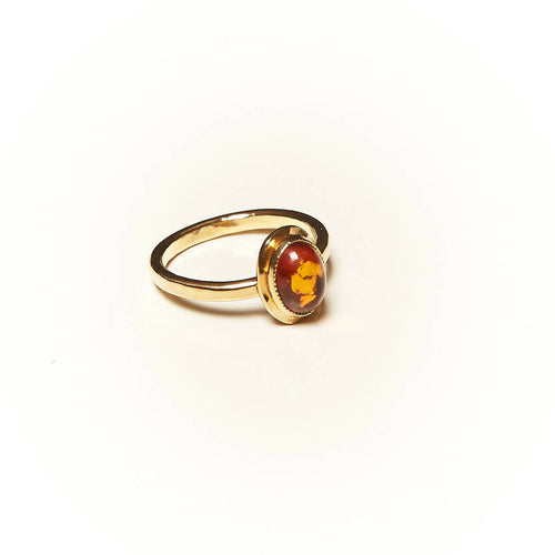 Bague CLASSICA plaqué or avec une ambre. | EMPREINTES Paris - EMPREINTES Paris