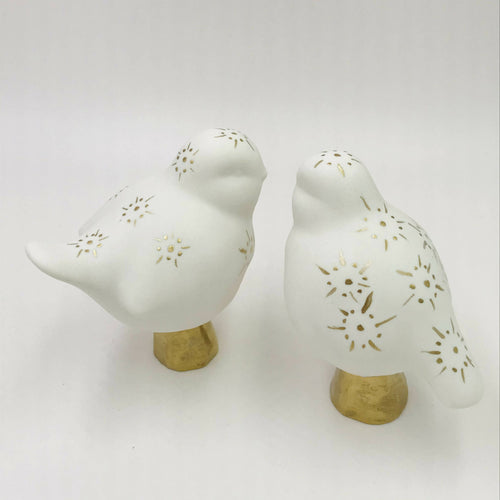 Oiseau porcelaine et Or - Motif petits pois et tête couronnée | EMPREINTES Paris - EMPREINTES Paris