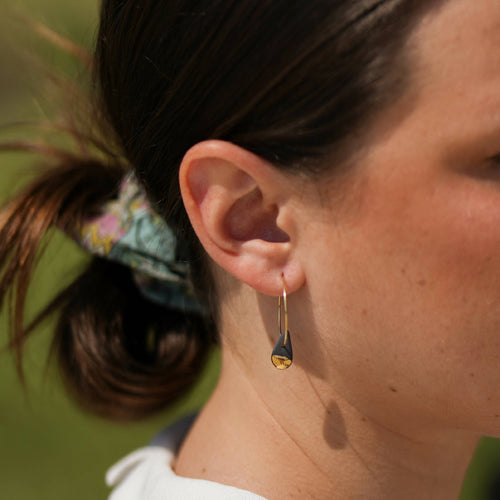 Créoles Goutte en porcelaine noire | EMPREINTES Paris - EMPREINTES Paris