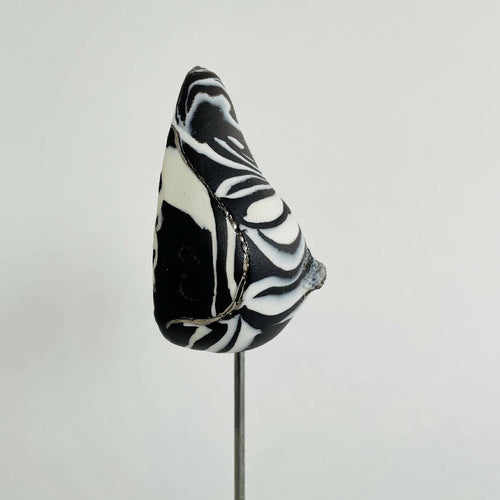 Sculpture sein porcelaine noire et blanche et liserés argent | EMPREINTES Paris - EMPREINTES Paris