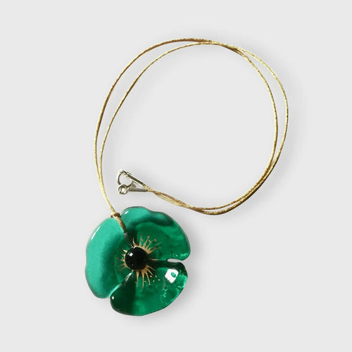 Pendentif COQUELICOT vert émeraude | EMPREINTES Paris - EMPREINTES Paris