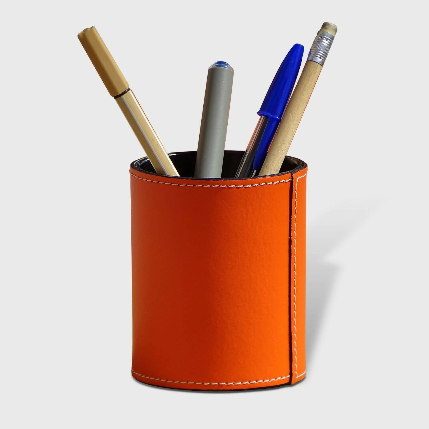 Pot à crayons gainé cuir Orange | EMPREINTES Paris | EMPREINTES Paris