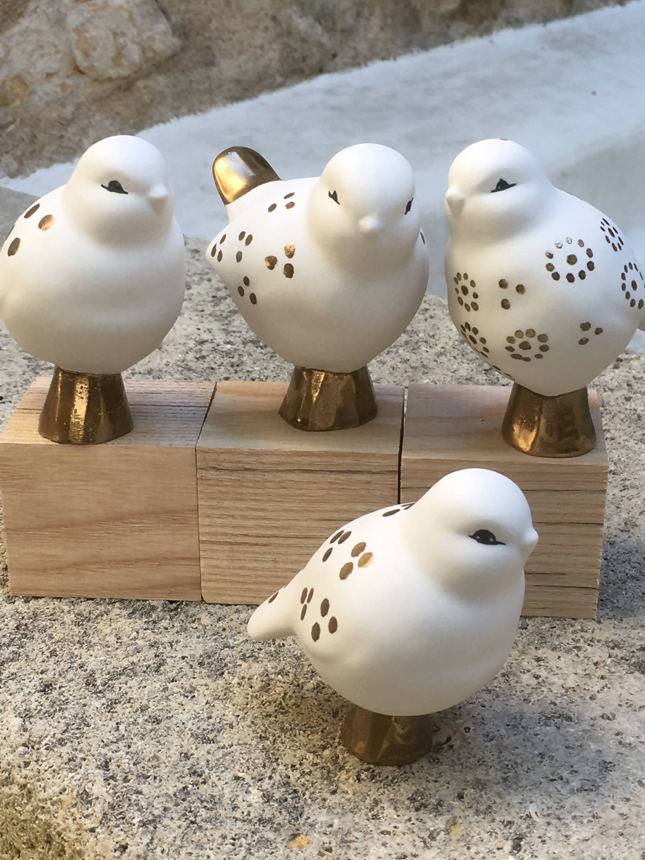 Oiseau porcelaine et Or - Motif petits pois | EMPREINTES Paris