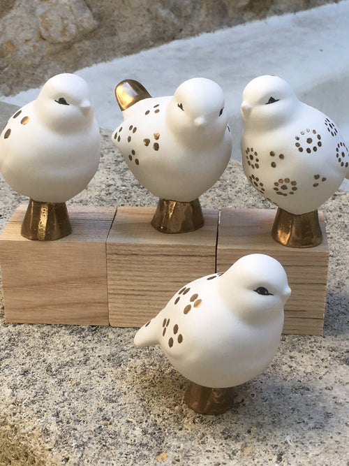 Oiseau porcelaine et Or - Motif petits pois | EMPREINTES Paris - EMPREINTES Paris
