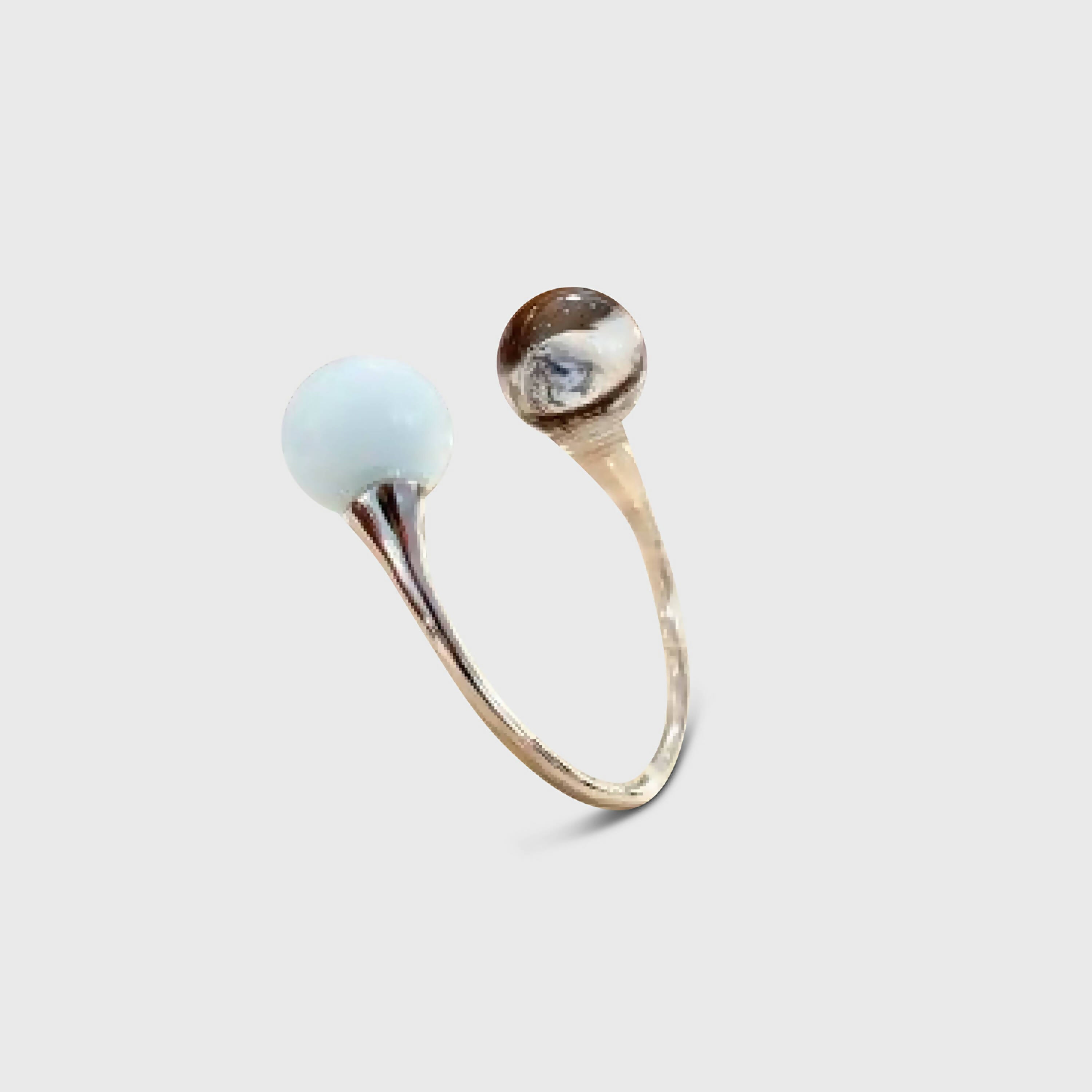 Bague perles de verres blanche et transparente | EMPREINTES Paris