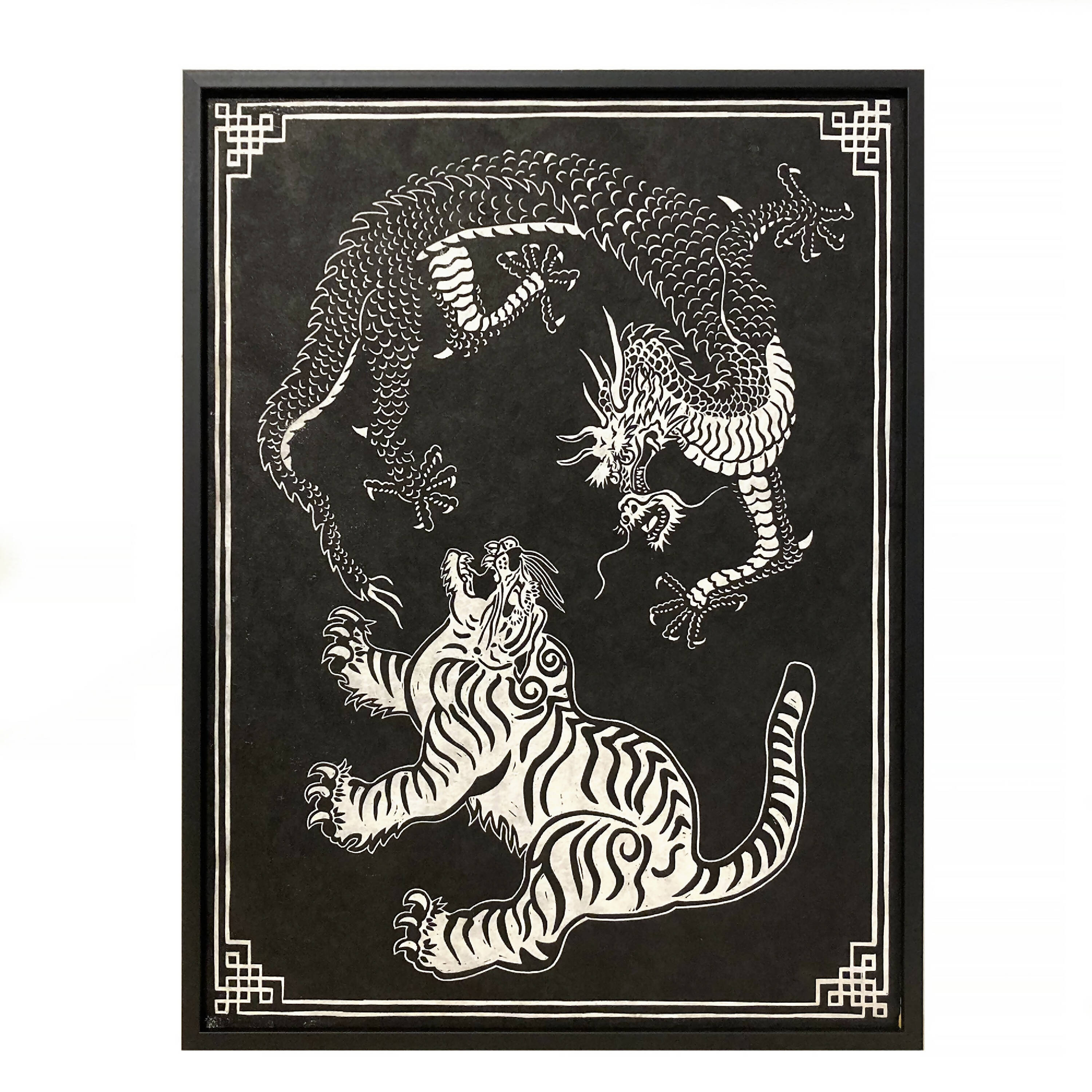 Linogravure Le combat du tigre et du dragon I | EMPREINTES Paris | EMPREINTES Paris