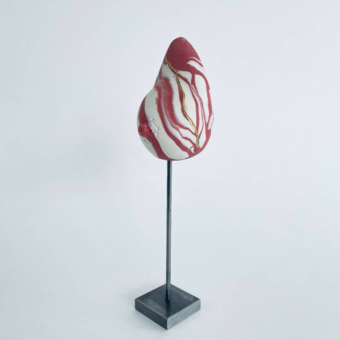 Sculpture sein porcelaine blanche et rose + liseré or | EMPREINTES Paris